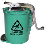CLEANLINK MOP BUCKET HEAVY DUTY METAL WRINGER 16 LITRE GREEN