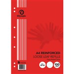 OLYMPIC R710 REINFORCED LOOSE LEAF REFILL 7MM FEINT RULED 55GSM A4 PACK 100