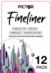 PICTOR TRIANGULAR FINELINER 04MM ASSORTED COLOURS 12