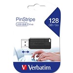 VERBATIM STORENGO PINSTRIPE USB FLASH DRIVE 20 128GB BLACK