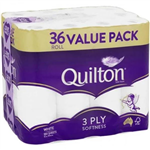 QUILTON TOILET PAPER 3 PLY 190 SHEET WHITE PACKET 36