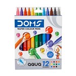 DOMS AQUA WATERCOLOUR COLOURED FINE TIP MARKERS PACK 12