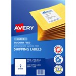 AVERY 959092 L7168 SHIPPING LABEL SMOOTH FEED LASER 2UP WHITE PACK 250