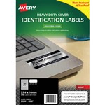AVERY 959200 L6008 DURABLE METALLIC HEAVY DUTY LABELS 189UP SILVER PACK 20