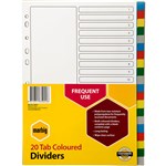 MARBIG DIVIDER PP 20TAB A4 ASSORTED