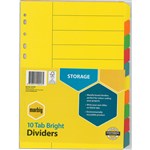 MARBIG DIVIDER MANILLA 10TAB A4 BRIGHT ASSORTED