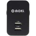 MOKI USB WALL CHARGER DUAL BLACK