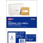 AVERY 938207 L7165 GENERAL USE LABEL LASERINKJET 8UP WHITE PACK 100