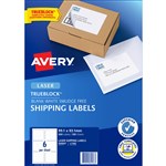 AVERY 959007 L7166 TRUEBLOCK SHIPPING LABEL LASER 6UP WHITE PACK 100