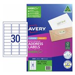 AVERY 959062 L7158 QUICK PEEL ADDRESS LABEL WITH SURE FEED LASER 30UP WHITE PACK 100