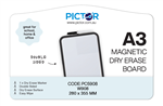 PICTOR MAGNETIC DRY ERASE A3 DOUBLE SIDED WHITEBOARD PVC INCL BLACK MARKER W908