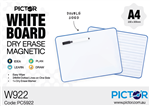 PICTOR MAGNETIC DRY ERASE A4 DOUBLE SIDED 24MM DOTTED THIRDS  PLAIN WHITEBOARD PE INCL BLACK MARKER W922