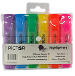 PICTOR HIGHLIGHTER CHISEL ASSORTED PK6