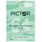 PICTOR PREMIUM A4 64 PAGE PROJECT BOOK 8MM PLAINRULED 70GSM VIRGO
