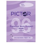 PICTOR PREMIUM A4 96 PAGE PROJECT BOOK 8MM PLAINRULED 70GSM LIBRA