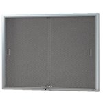 VISIONCHART BE NOTICED NOTICE CASE 2 SLIDING DOOR 1220 X 915MM SILVER FRAME GREY BACKING