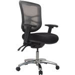 BURO METRO TASK CHAIR MEDIUM MESH BACK SEAT SLIDE 3LEVER POLISHED ALUMINIUM BASE ARMS BLACK