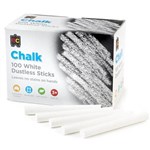 EDUCATIONAL COLOURS DUSTLESS CHALK WHITE BOX 100
