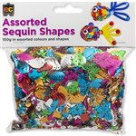 EDUCATIONAL COLOURS SEQUINS ASSORTED SHAPES 150G