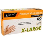 CAPRI VINYL GLOVE POWDER FREE CLEAR EXTRA LARGE PACK 100