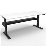 RAPIDLINE BOOST PLUS HEIGHT ADJUSTABLE SINGLE SIDED WORKSTATION WITH CABLE TRAY 1500 X 750MM NATURAL WHITE TOP  BLACK FRAME