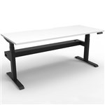 RAPIDLINE BOOST PLUS HEIGHT ADJUSTABLE SINGLE SIDED WORKSTATION WITH CABLE TRAY 1800 X 750MM NATURAL WHITE TOP  BLACK FRAME