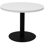 RAPIDLINE CIRCULAR COFFEE TABLE 600 X 425MM NATURAL WHITE TABLE TOP  BLACK POWDER COAT BASE