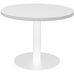 RAPIDLINE CIRCULAR COFFEE TABLE 600 X 425MM NATURAL WHITE TABLE TOP  WHITE POWDER COAT BASE