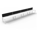 RAPID INFINITY DELUXE 4 PERSON PROFILE LEG SINGLE SIDED WORKSTATION 1800 X 750 X 730MM BLACK SCREEN  NATURAL WHITE TOP  WHITE FRAME