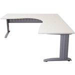 RAPID SPAN CORNER WORKSTATION WITH METAL MODESTY PANEL 1500 X 1500 X 700MM NATURAL WHITESILVER
