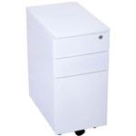 GO STEEL SLIMLINE MOBILE PEDESTAL 3DRAWER LOCKABLE 300 X 472 X 610MM WHITE CHINA