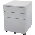 GO STEEL MOBILE PEDESTAL STEEL 3DRAWER LOCKABLE 460 X 472 X 610MM PRECIOUS SILVER
