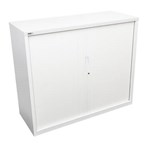 GO STEEL TAMBOUR DOOR CABINET 2 SHELVES 1200 X 1200 X 473MM WHITE CHINA