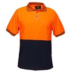 PORTWEST MP110 TWO TONED MICRO MESH POLO SHIRT ORANGE NAVY MEDIUM