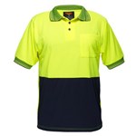 PORTWEST MP110 TWO TONED MICRO MESH POLO SHIRT YELLOW NAVY SMALL