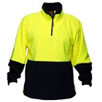 PRIME MOVER MF115 HIVIS POLAR FLEECE JUMPER LONG SLEEVE 14 ZIP 2TONE YELLOW NAVY LARGE