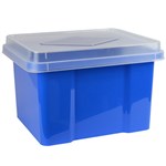 ITALPLAST FILE STORAGE BOX 32 LITRE BLUEBERRYCLEAR LID
