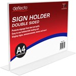 DEFLECTO SIGN HOLDER TSHAPE DOUBLE SIDED LANDSCAPE A4 CLEAR