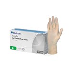 MEDICOM VITALS VINYL POWDER FREE GLOVES CLEAR LARGE PACK 100