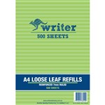 WRITER LOOSE LEAF REFILL REINFORCED 7MM RULED 60GSM A4 500 SHEET