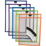 PROTEXT REWRITABLE STUDENT POCKETS CLEAR ASSORTED TRIMS A4 PACK 10