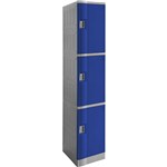STEELCO ABS PLASTIC LOCKER 3 DOOR 380 X 500 X 1940MM BLUE