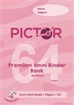 PICTOR PREMIUM A4 64 PAGE BINDER BOOK 8MM RULED 70GSM RADIO LOCATOR