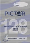 PICTOR PREMIUM A4 128 PAGE BINDER BOOK 8MM RULED 70GSM TELESCOPE