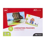 GBC LAMINATING POUCH GLOSS 80 MICRON A3 CLEAR PACK 100
