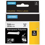 DYMO SD18482 RHINO INDUSTRIAL TAPE PERMANENT POLYESTER 9MM BLACK ON WHITE