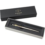 PARKER JOTTER BALLPOINT PEN MEDIUM BLUE INK STAINLESS STEEL GOLD TRIM GIFT BOX