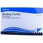 INITIATIVE PLASTIC BINDING COMB ROUND 21 LOOP 20MM A4 BLACK BOX 100