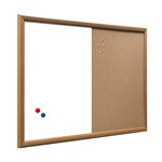 VISIONCHART COMBO PINBOARD 900X600MM CORKWHITEBOARD OAK STYLE FRAME