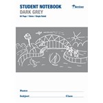 WRITER STUDENT NOTEBOOK 10MM SINGLE RULED 64 PAGE 250 X 175MM DARK GREY